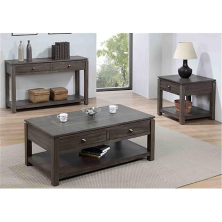 Sunset Trading Shades of Gray Living Room Table Set with Drawers & Shelves 3 Piece, 3PK DLU-EL1602-04-08